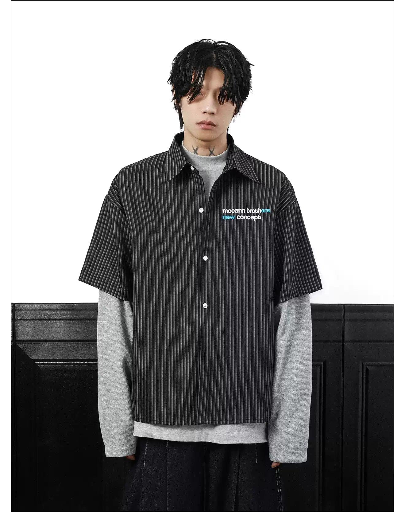 Striped Shirt Layered T-Shirt