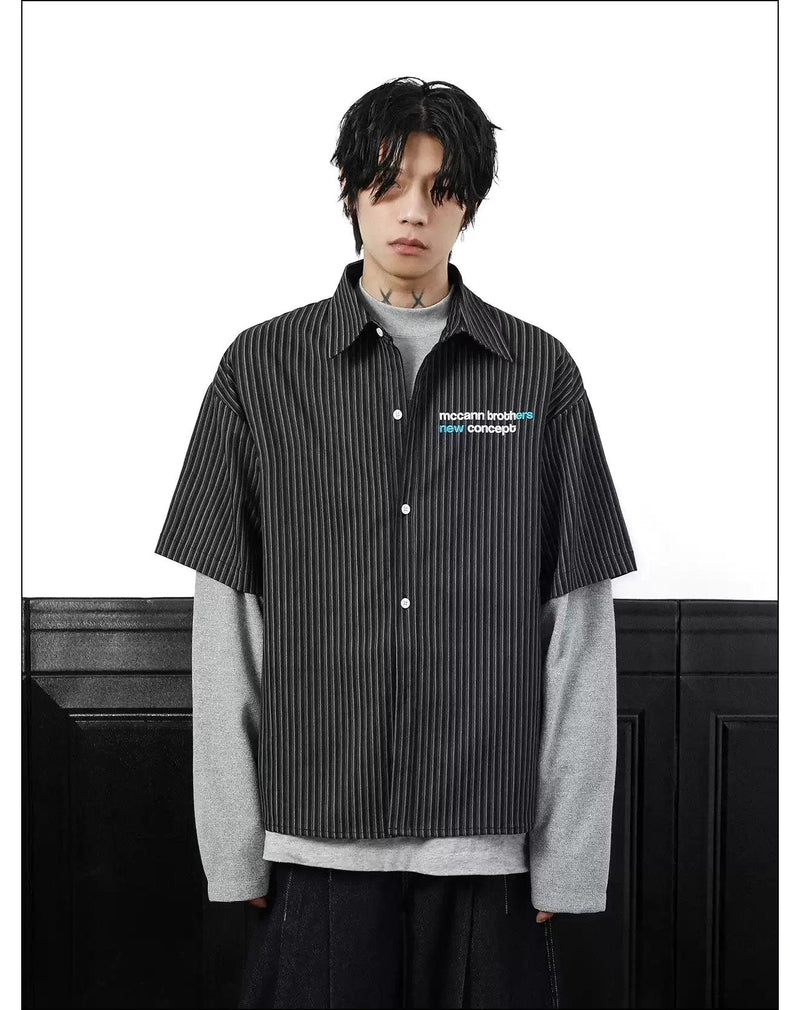 Striped Shirt Layered T-Shirt