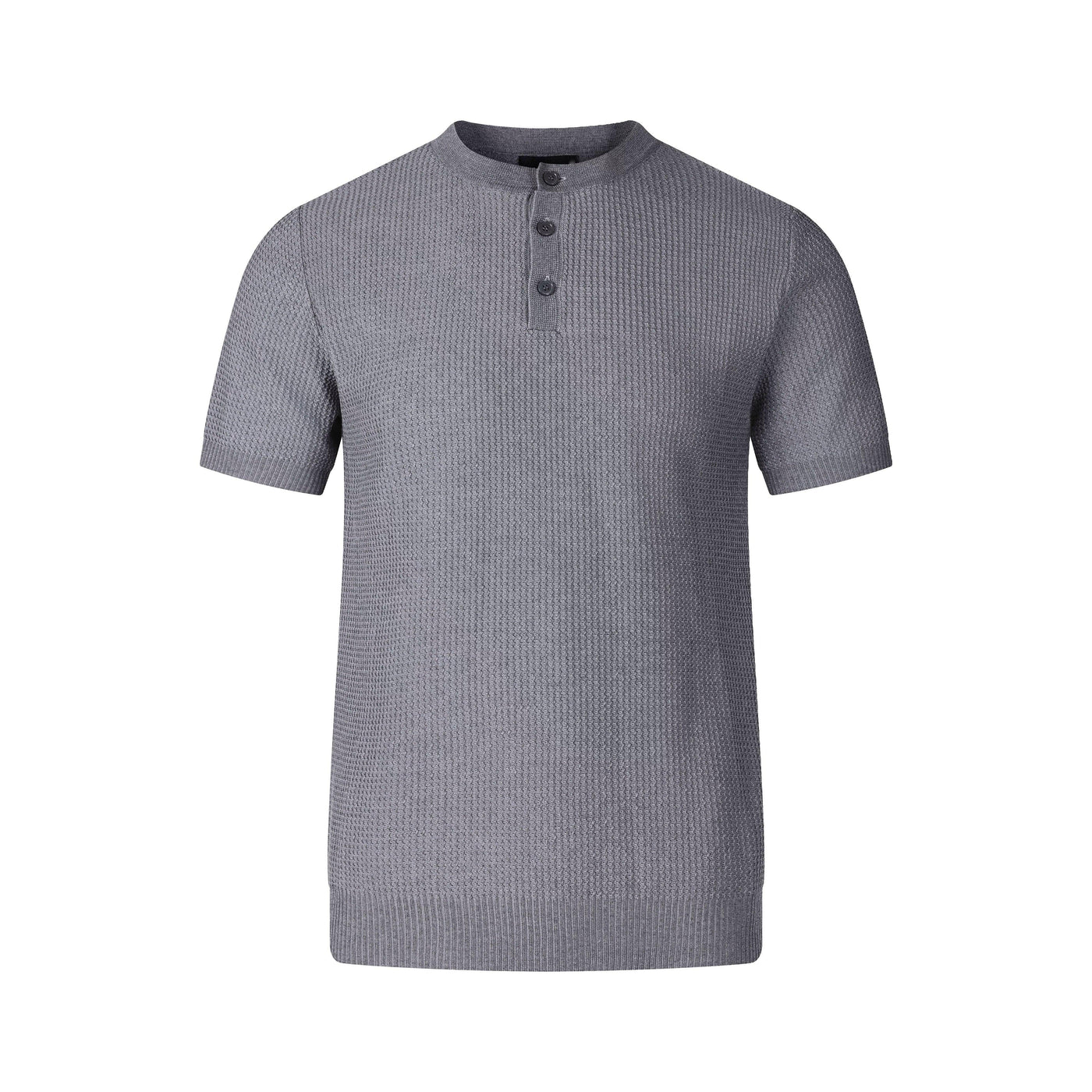 Ribbed Knit Henley T-Shirt