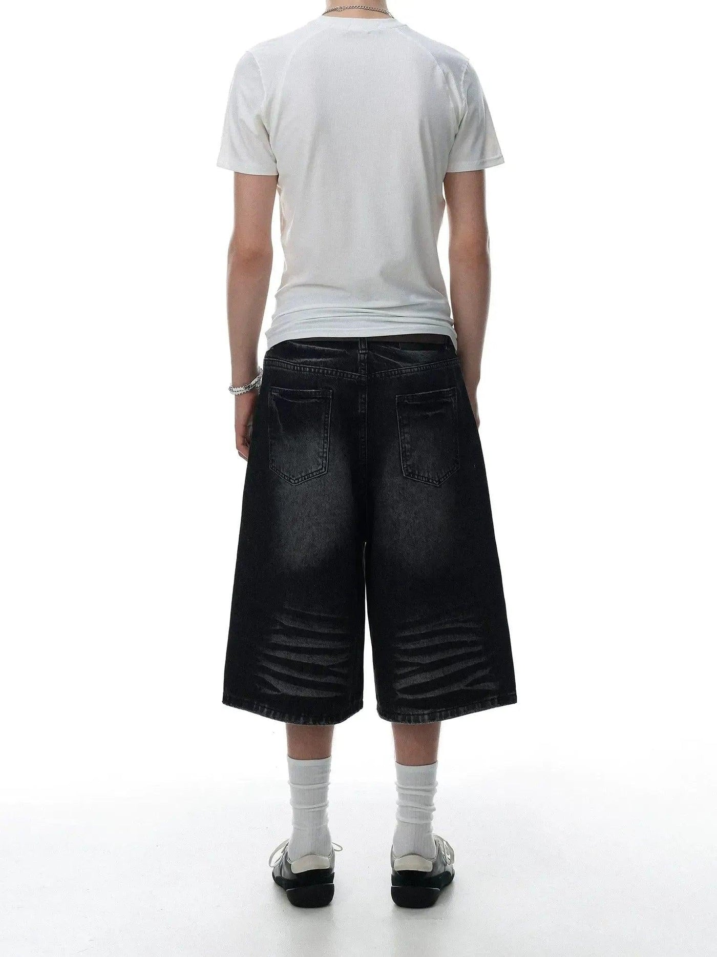 Washed Distressed Denim Shorts