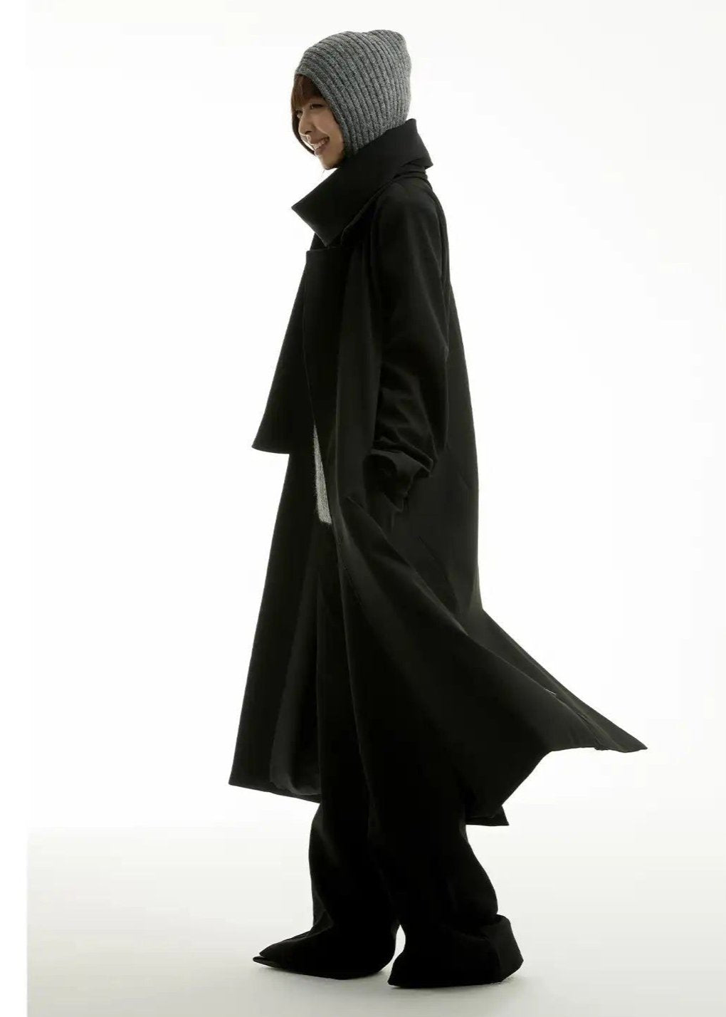Solid Color With Scarf Long Coat