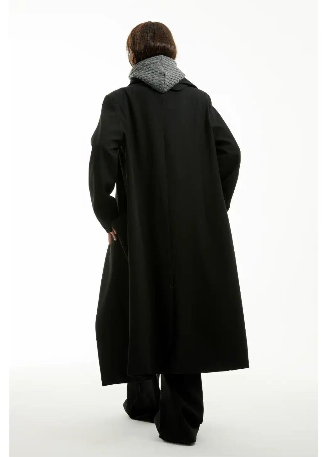 Solid Color With Scarf Long Coat