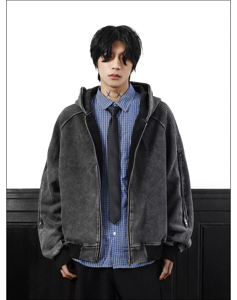 Sleeve Zippers Hooded Jacket