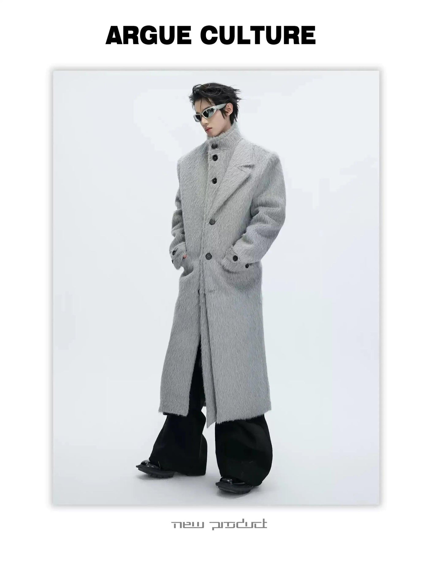 Side Lapel Textured Long Coat