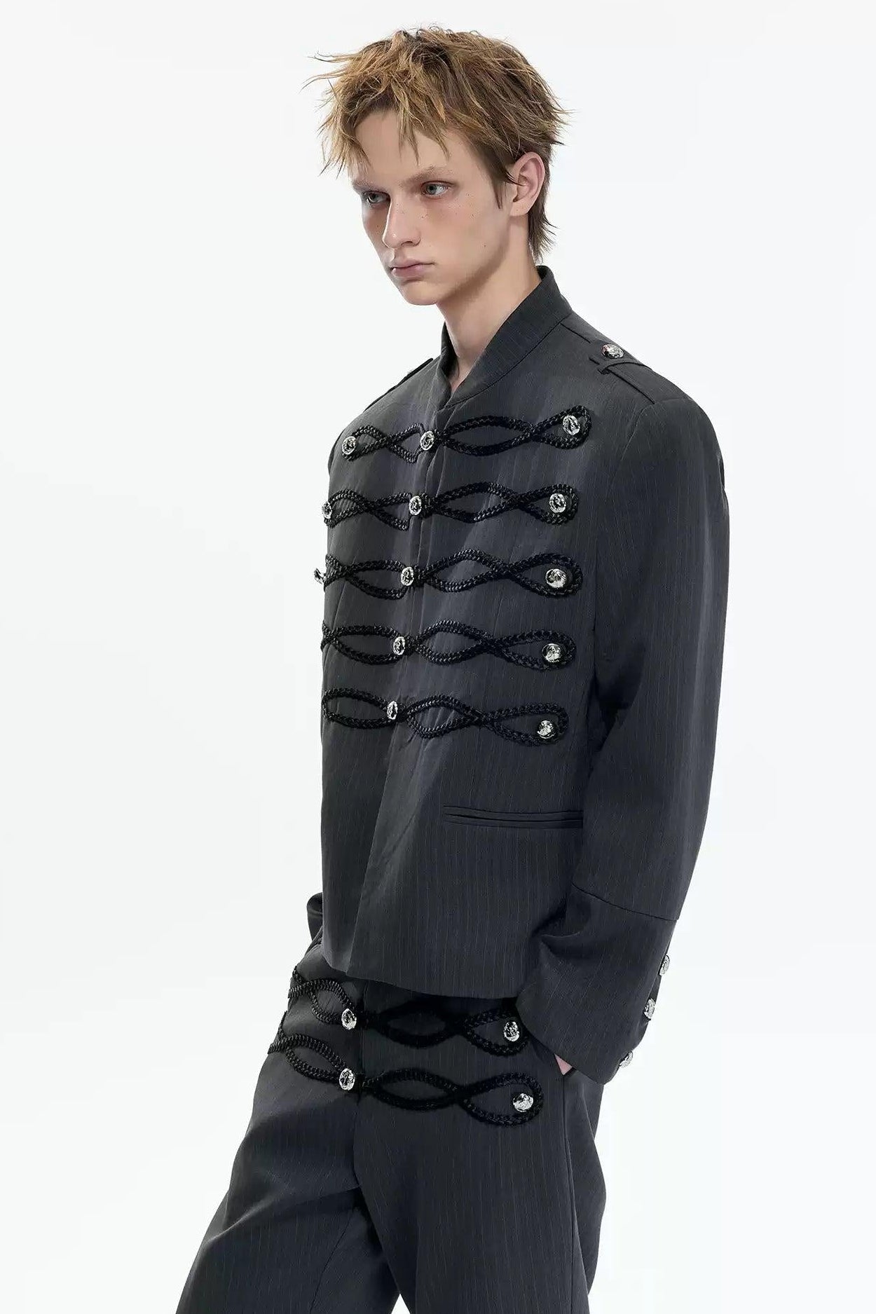 Braided Strings Blazer & Flared Pants Set