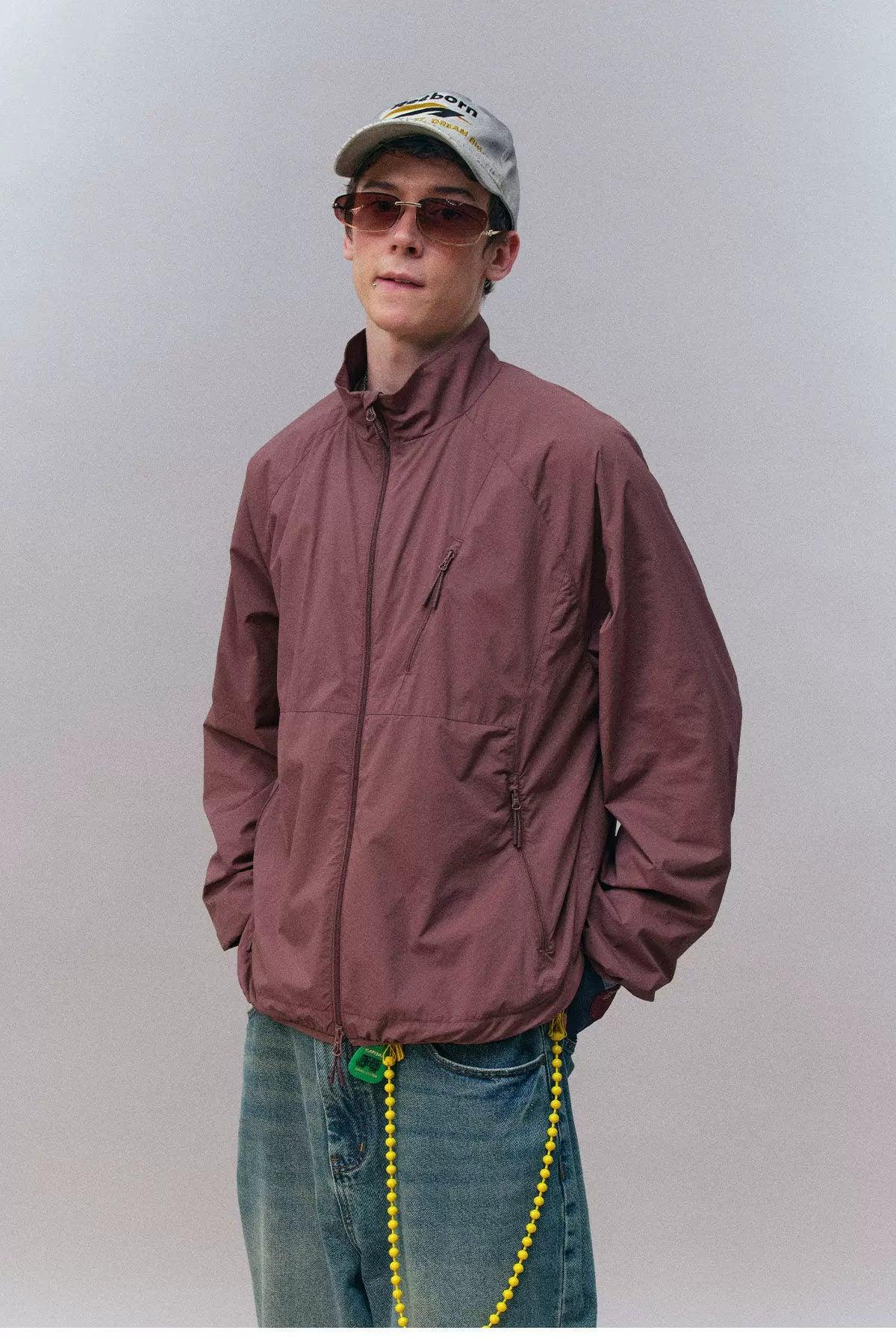 Stand Collar Padded Windbreaker Jacket