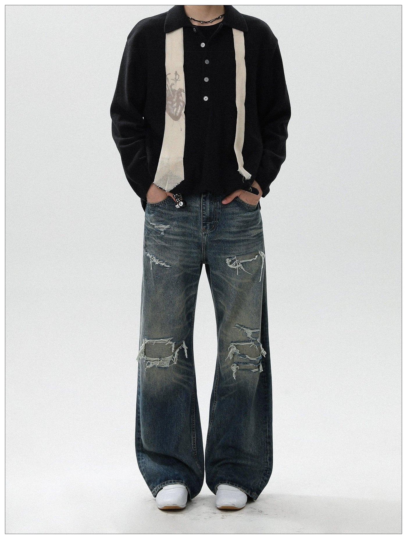 Faded Fray Ripped Jeans