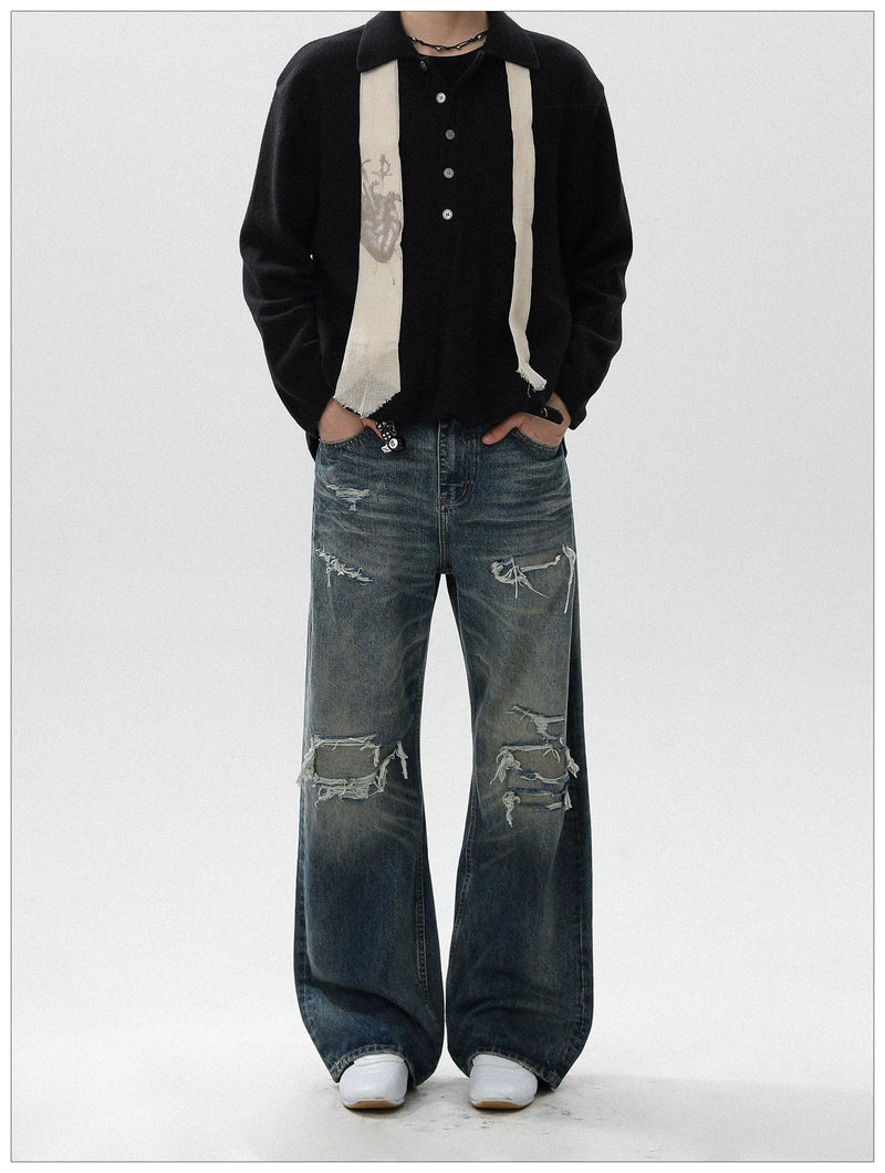 Faded Fray Ripped Jeans