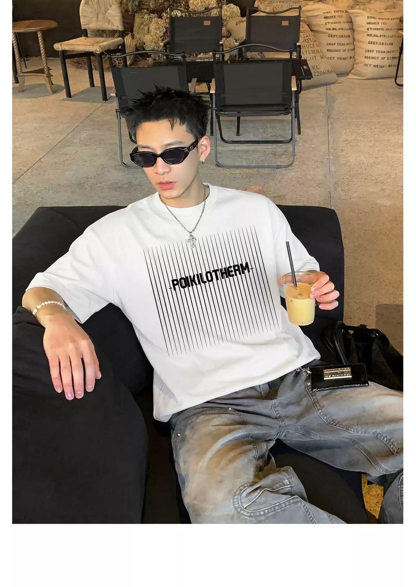 Striped Logo Print T-Shirt