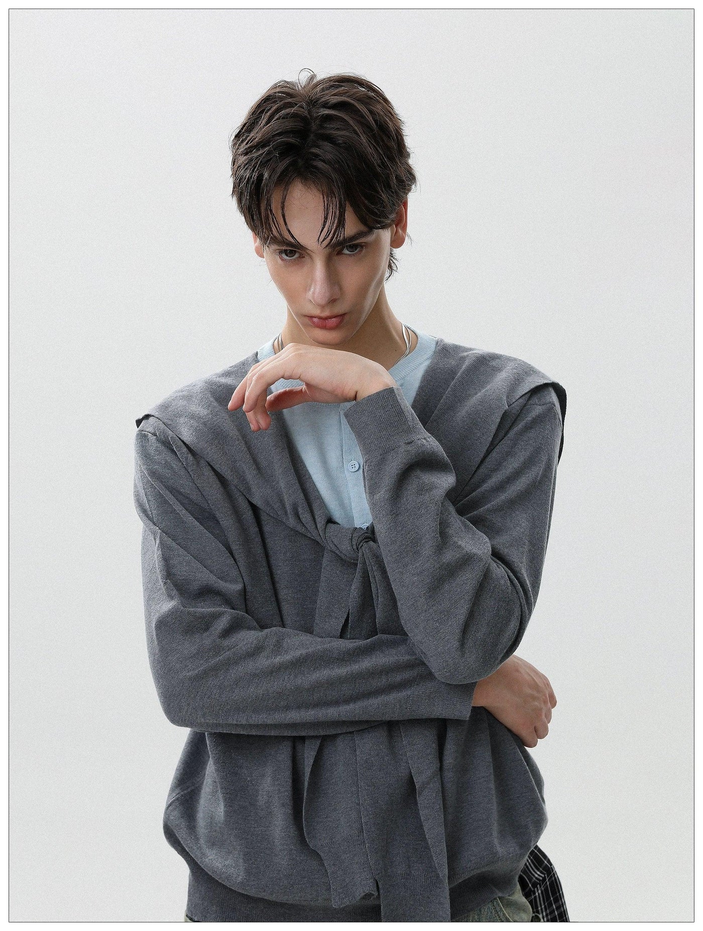 Multi-Layered Knitted L/S T-Shirt