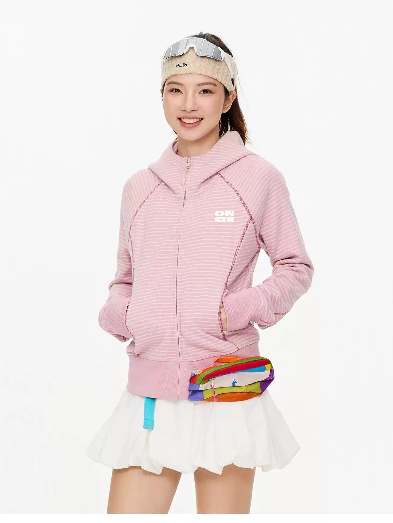 Structured Coverstitched Zip-Up Hoodie
