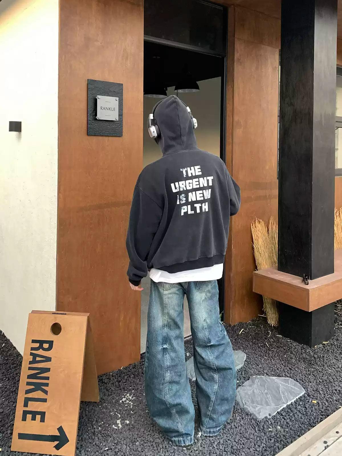 Printed Text Casual Hoodie