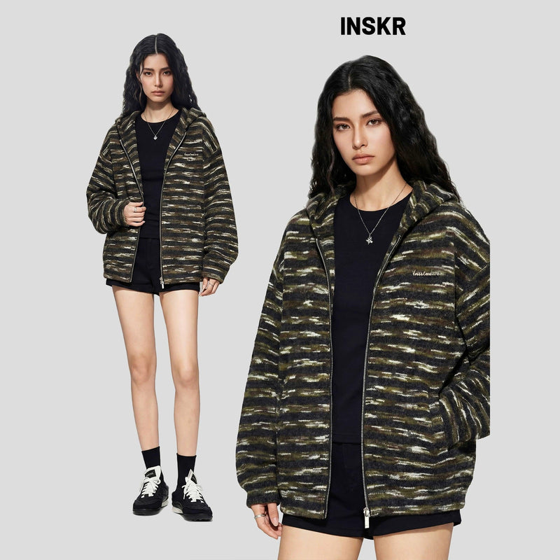 Patterns Side Pockets Hooded Jacket