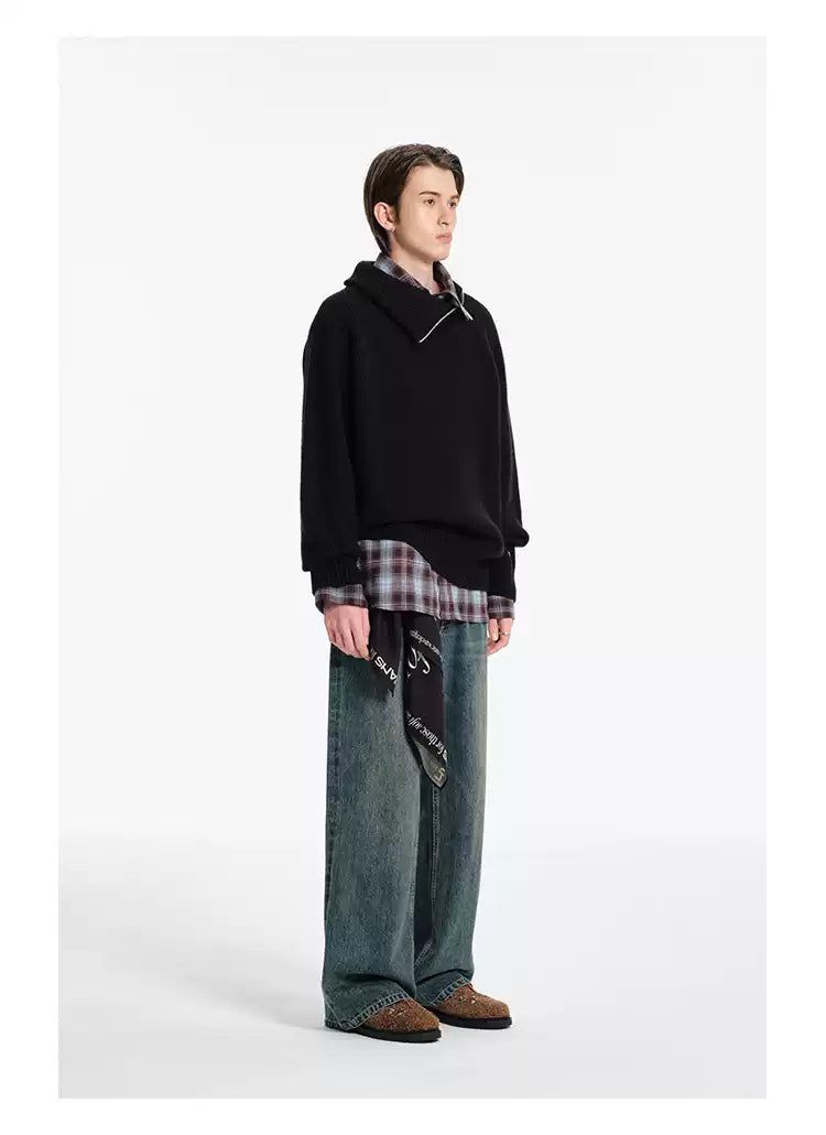 Side Zip Blend Woollen Knit Turtleneck