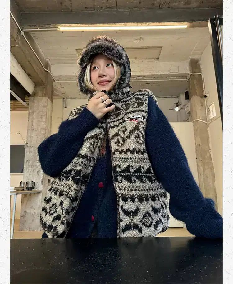 Stand-Up Collar Lined Knit Vest