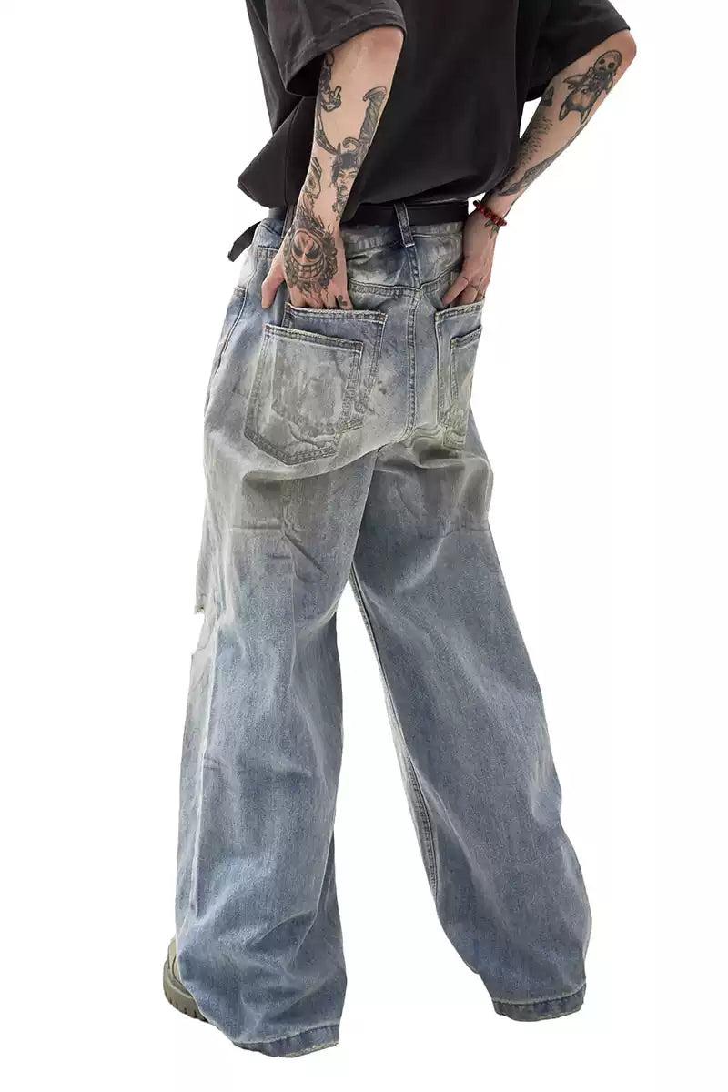 Smudged Ripped Knee Jeans