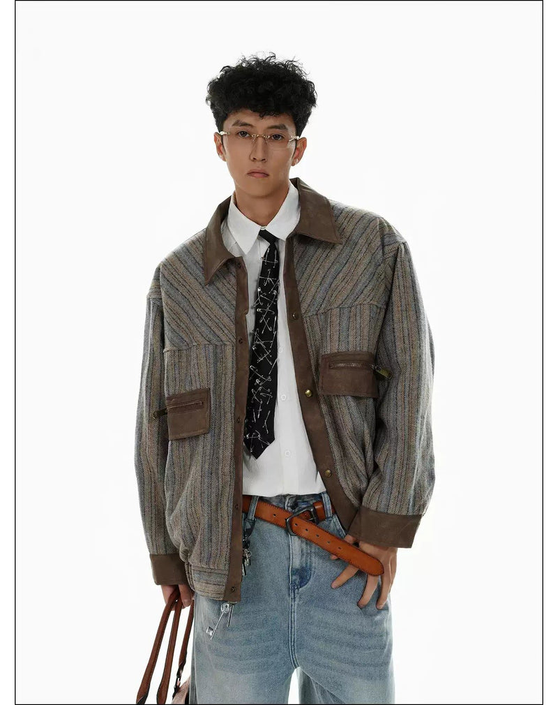 Contrast Spliced Stripe Jacket