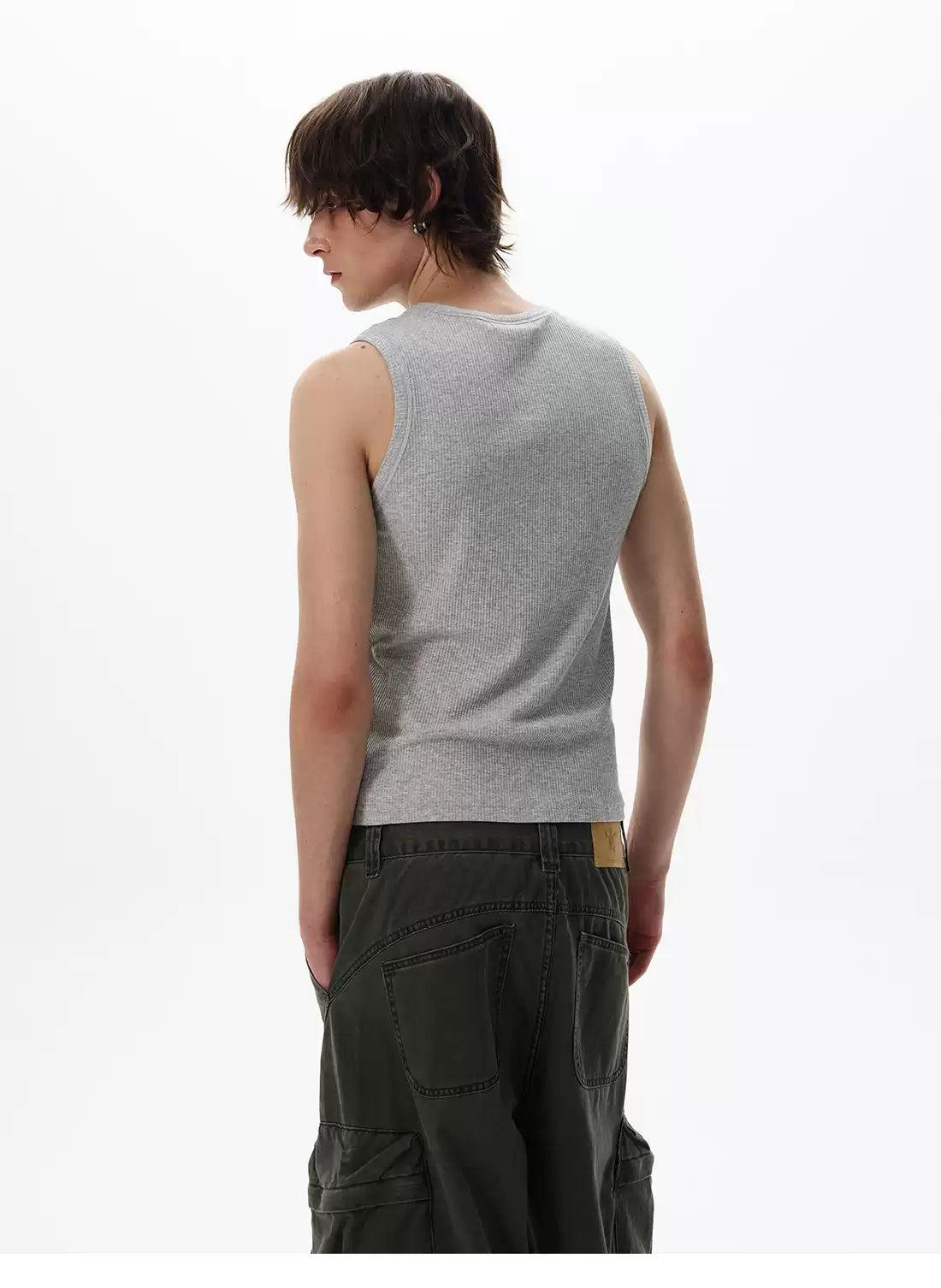 Henley Collar Slim Fit Tank Top