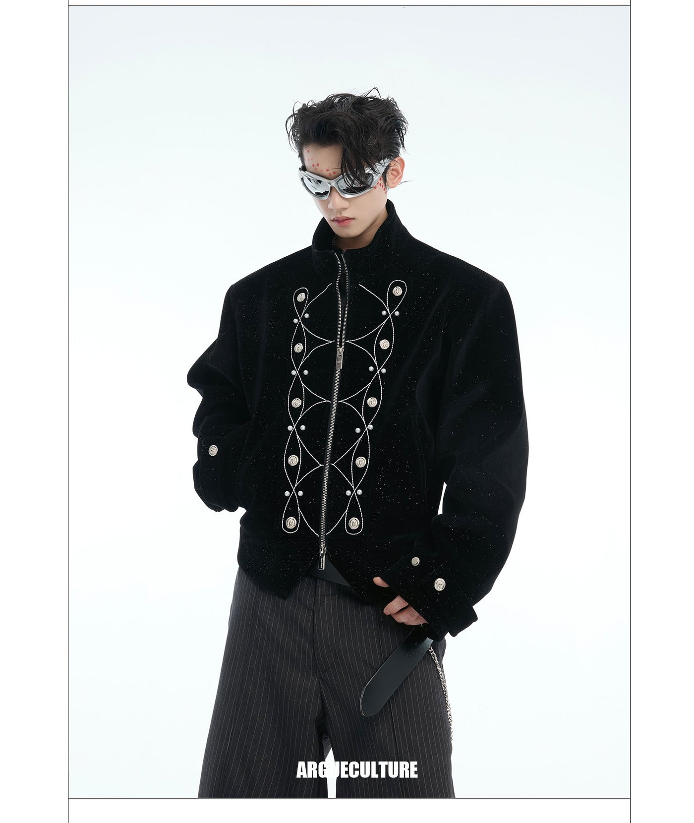 Glitz Logo & Pearl Embroidered Zipped Jacket