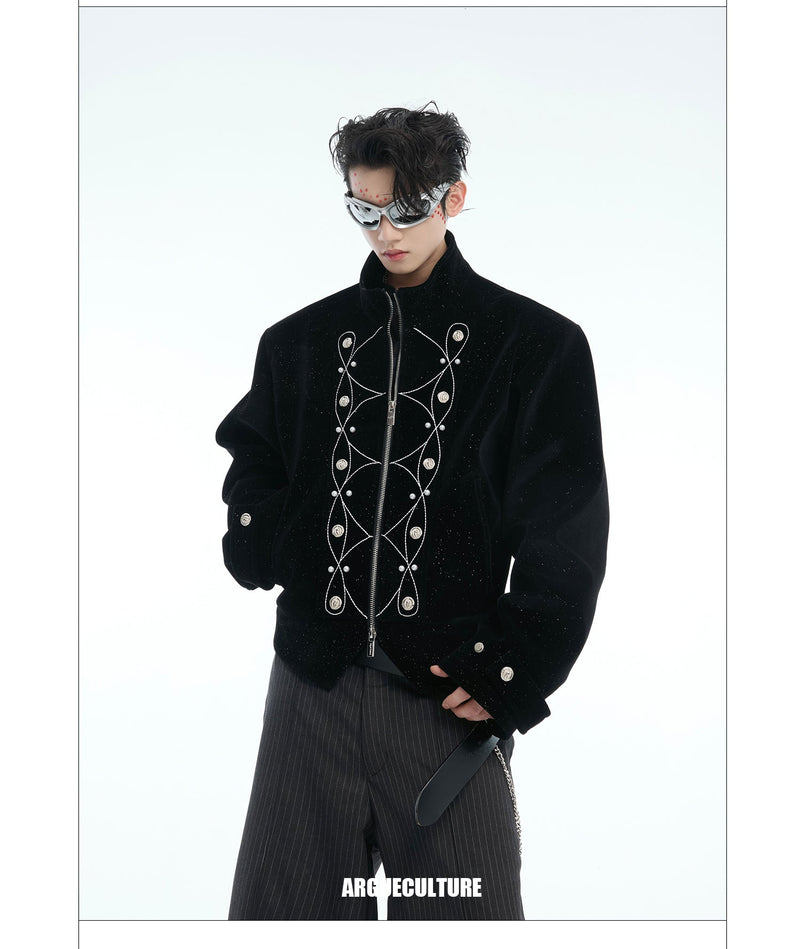 Glitz Logo & Pearl Embroidered Zipped Jacket