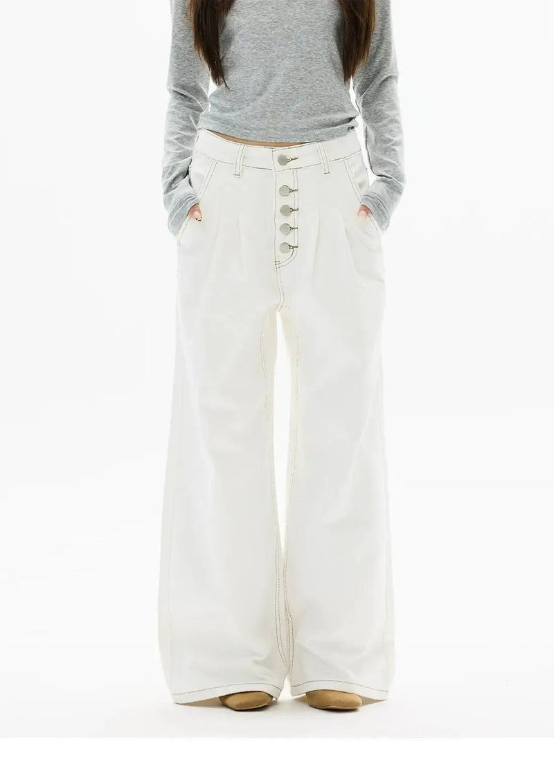 Contrast Outlined Buttoned Jeans