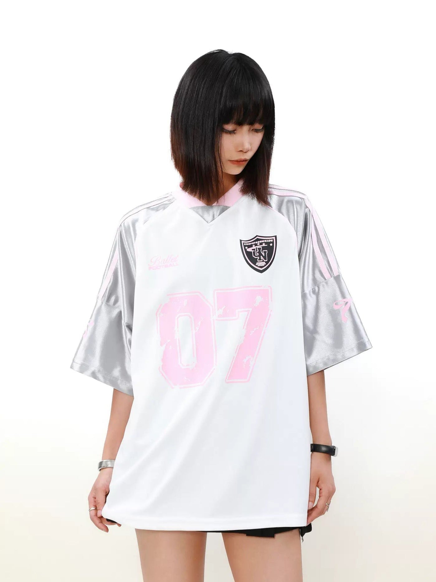 Shiny Spliced Sleeves T-Shirt
