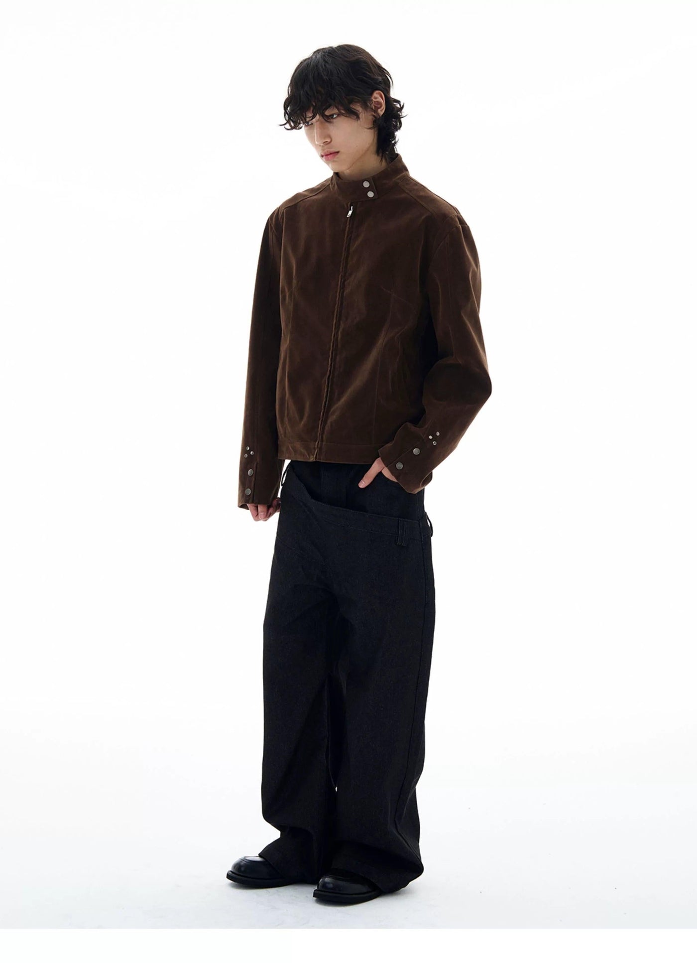 Sleek Stand Collar Zipped Jacket