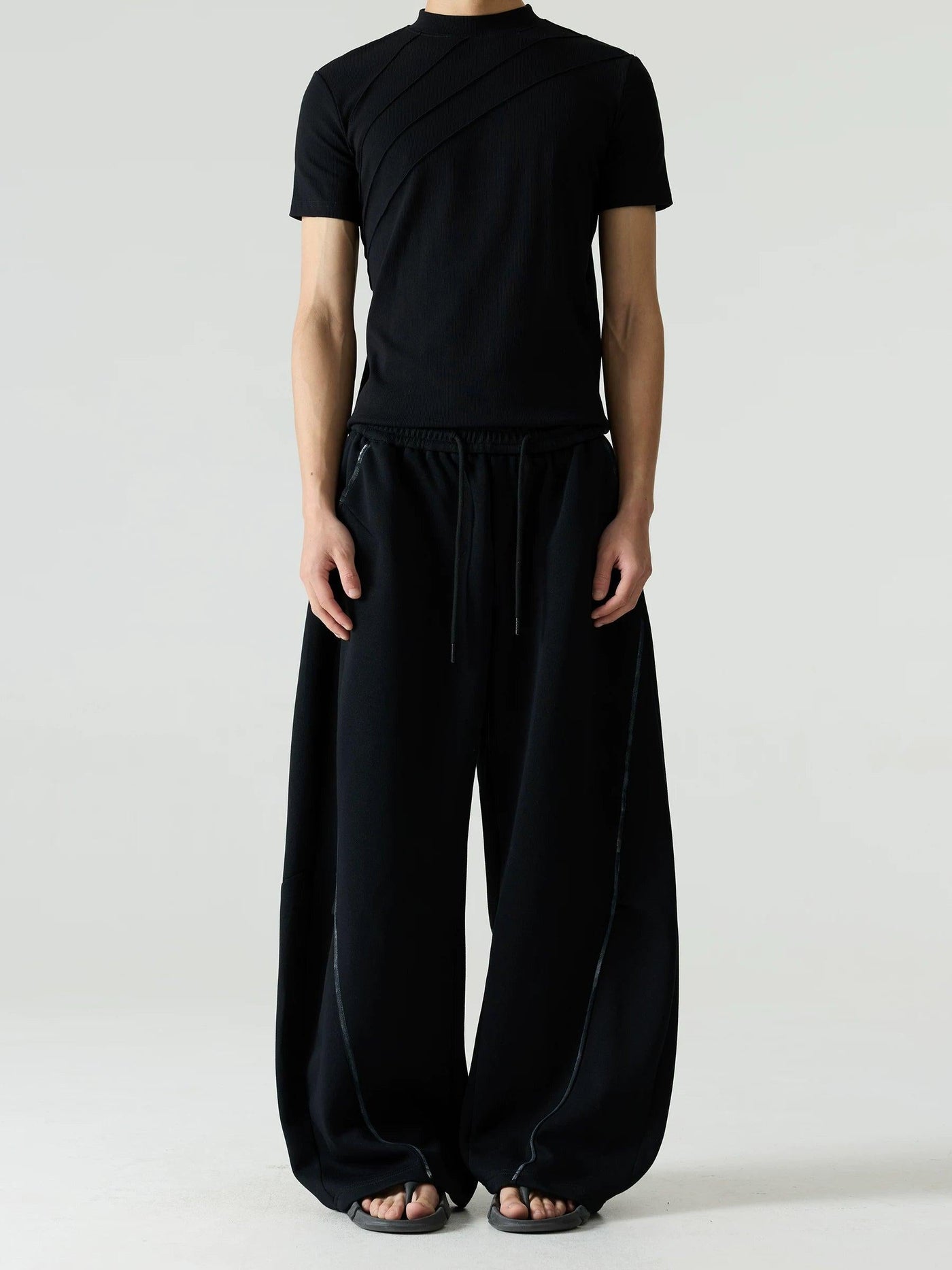 Contrast Seam Wide Leg Sweatpants