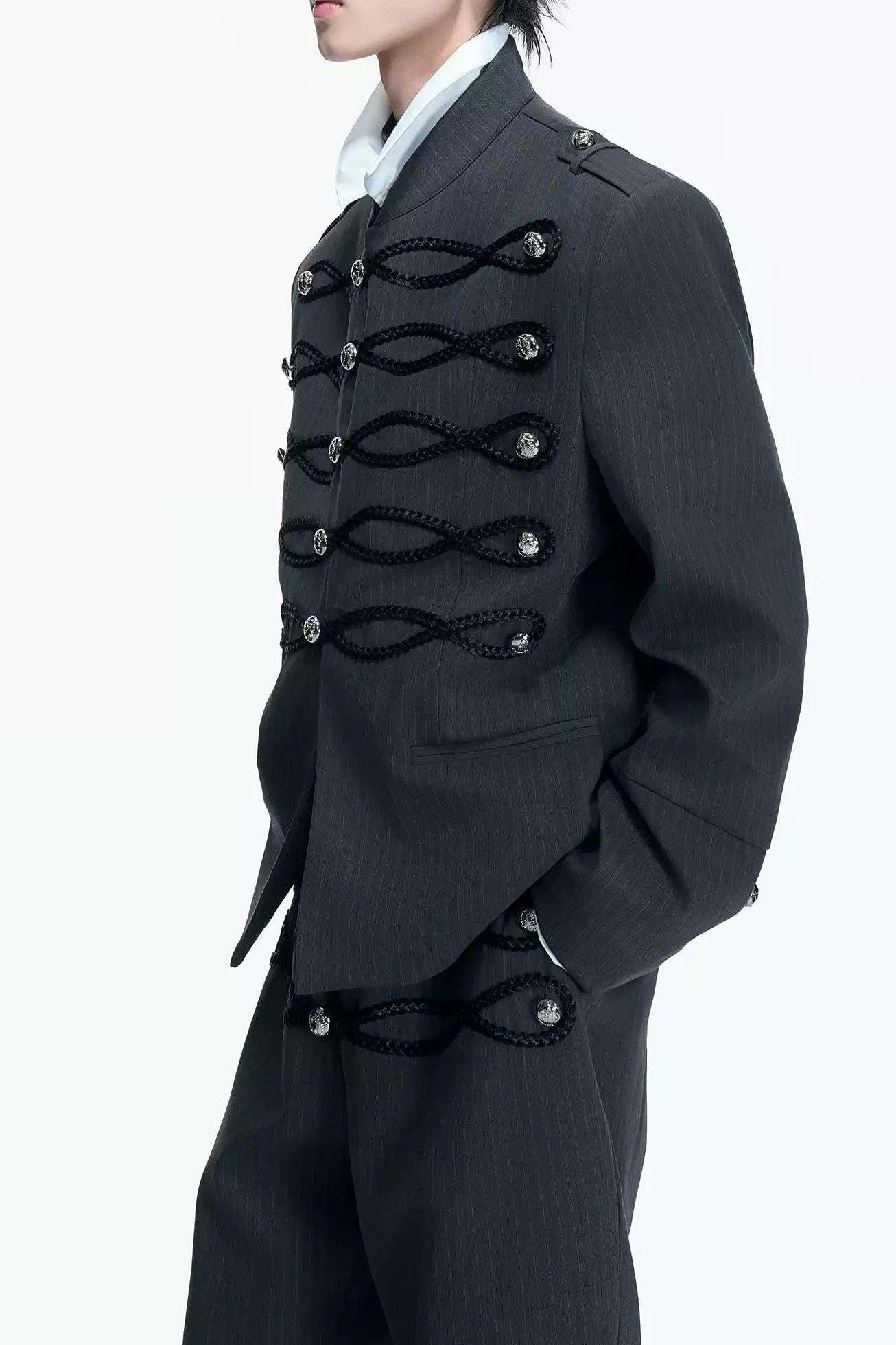 Braided Strings Blazer & Flared Pants Set