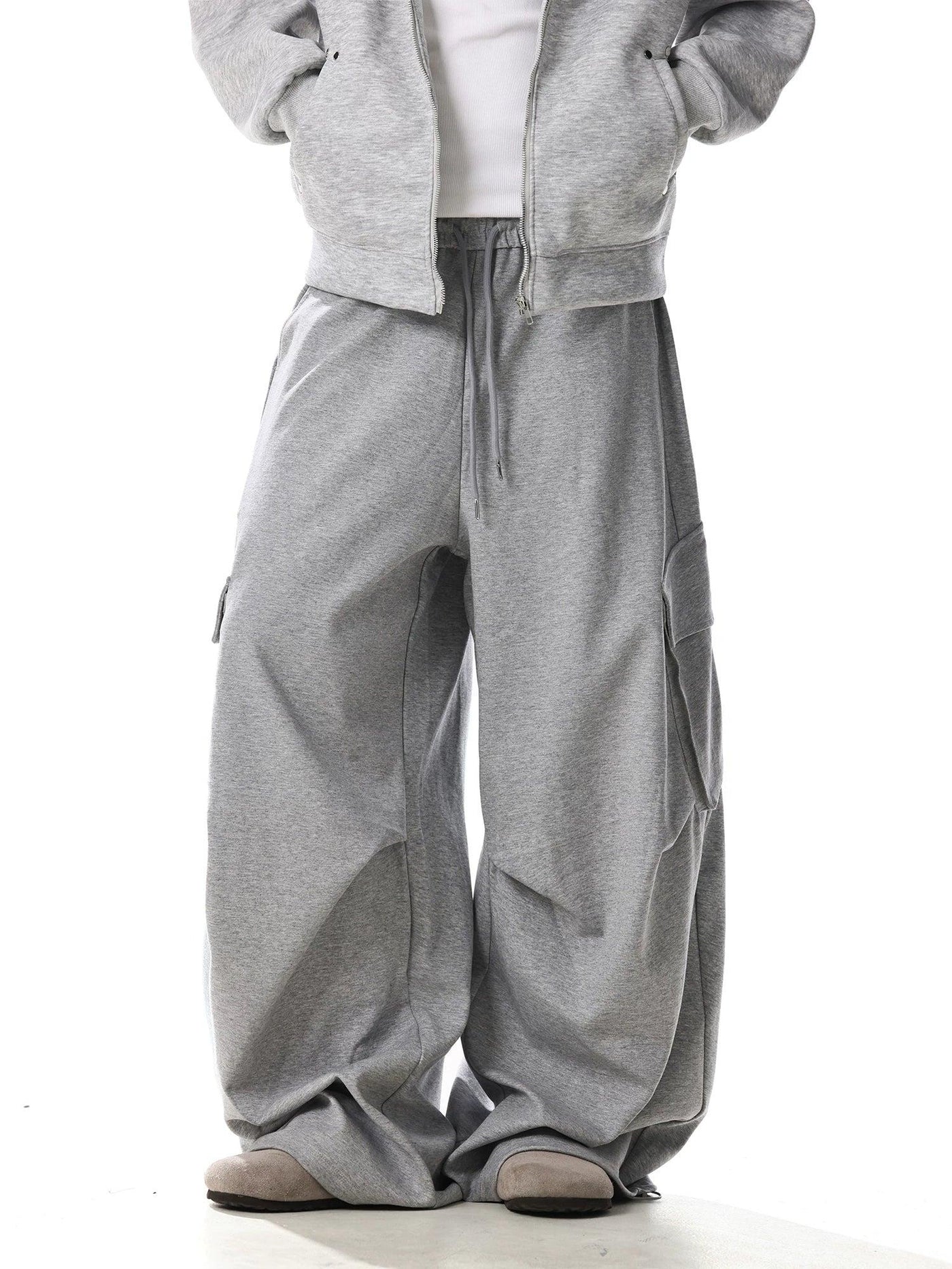Pleated Elastic Waist Cargo Pants