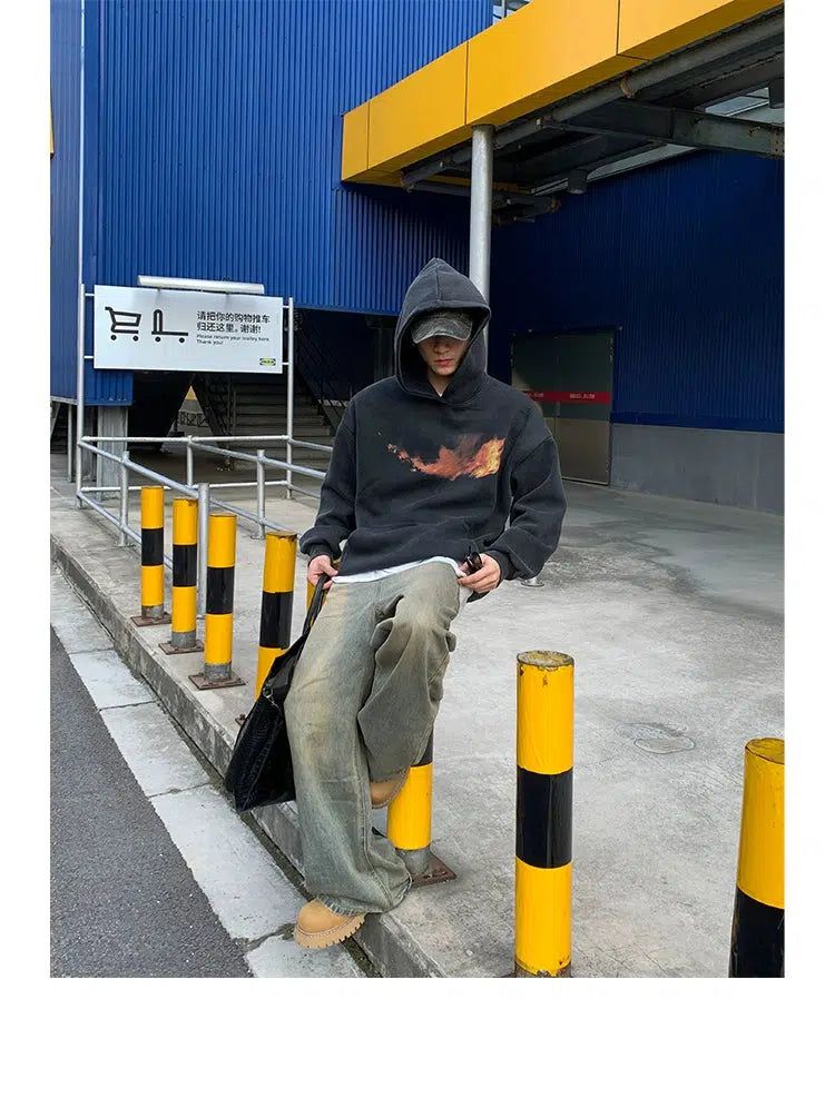 Washed Flame Graphic Hoodie