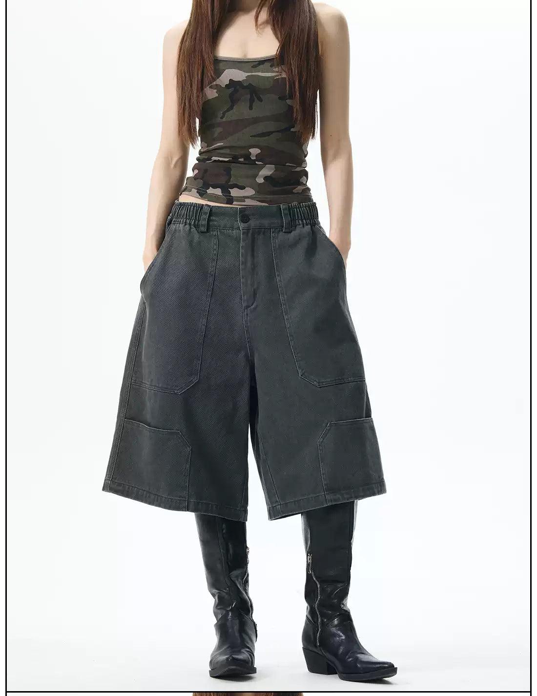 Chic Pocket Elastic Waist Cargo Shorts