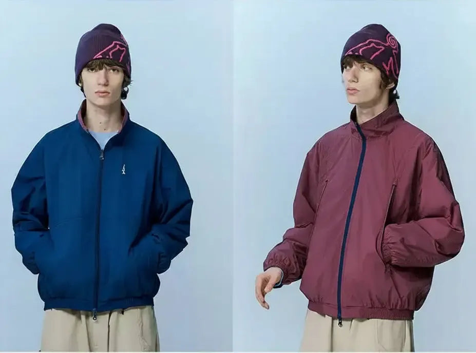 Stand Collar Pocket Detail Windbreaker Jacket