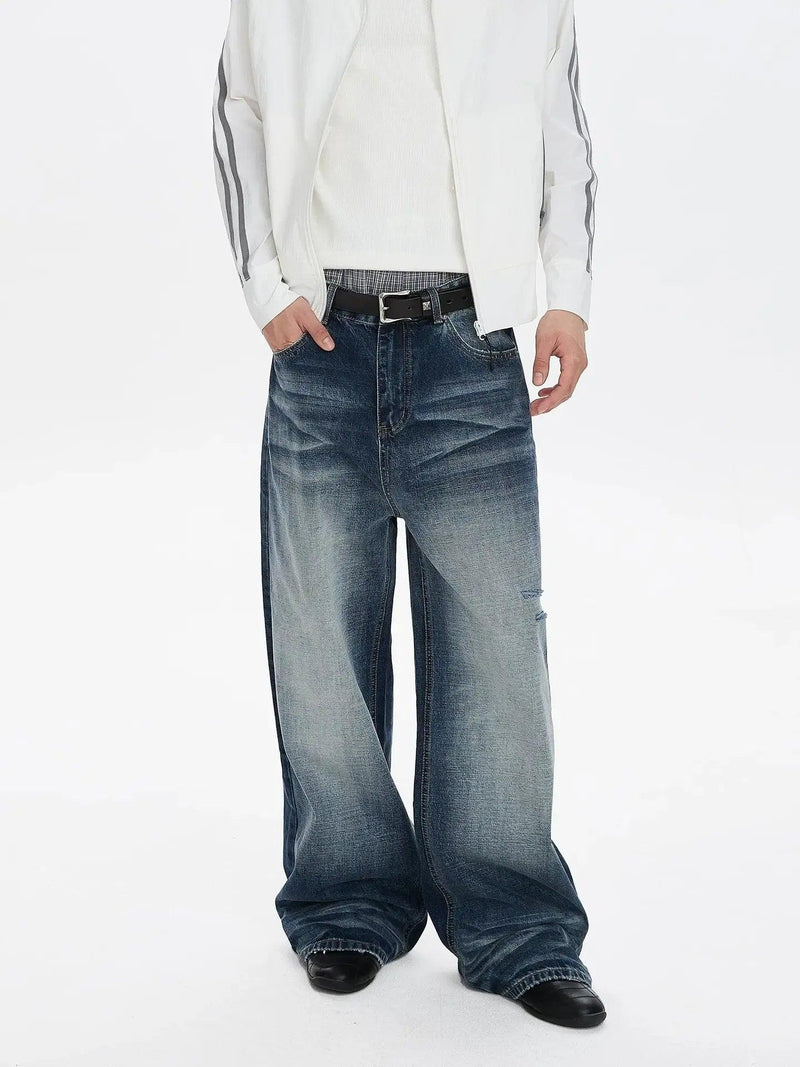 Faded Grunge Straight Leg Jeans