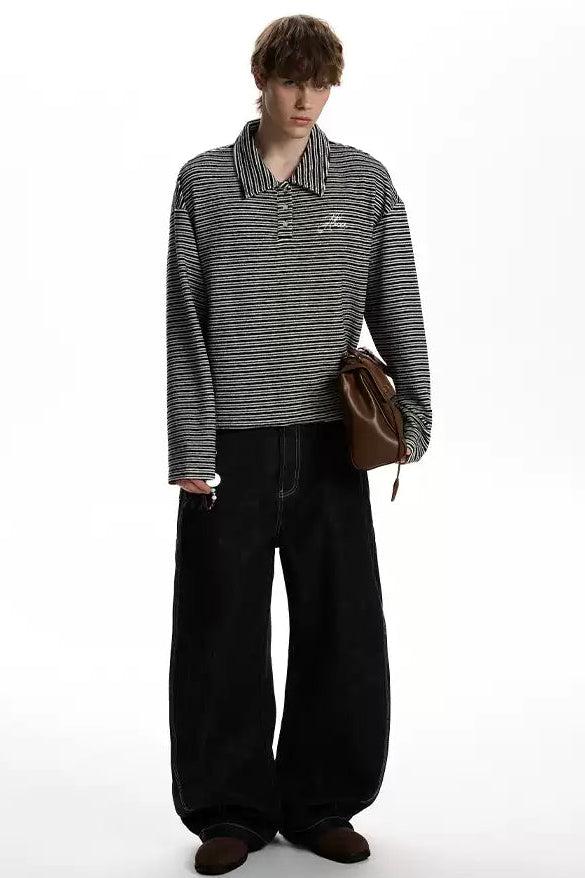 Striped Boxy L/S Polo