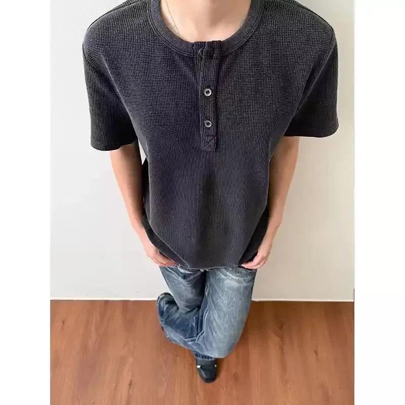 Waffle Textured Henley T-Shirt