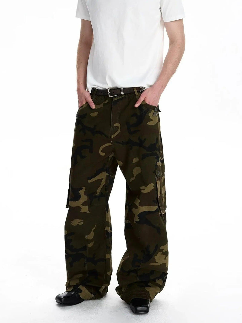 Camo Wide Leg Cargo Pants
