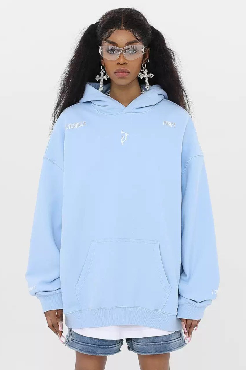 Minimal Scattered Text Loose Hoodie