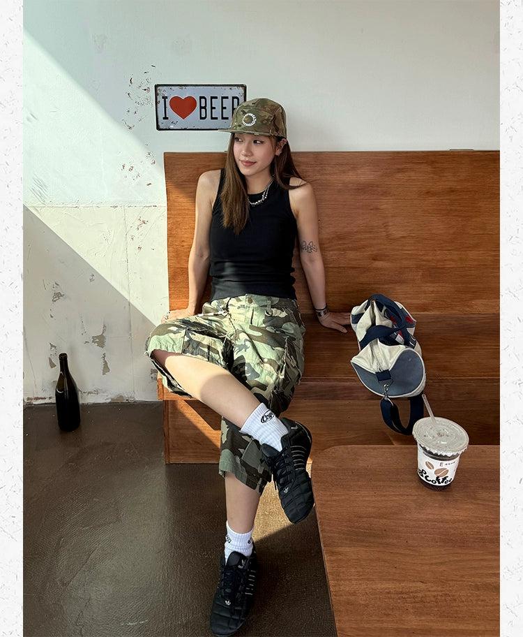 Camouflage Pattern Cargo Shorts