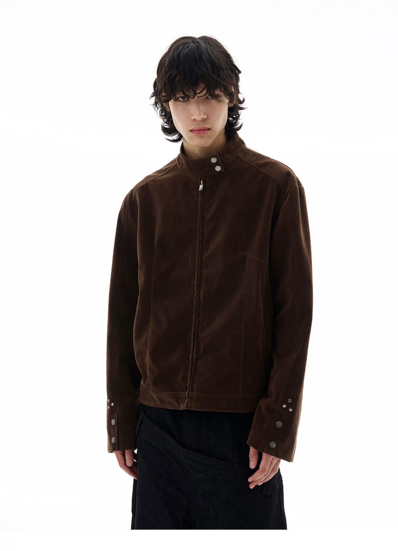 Sleek Stand Collar Zipped Jacket