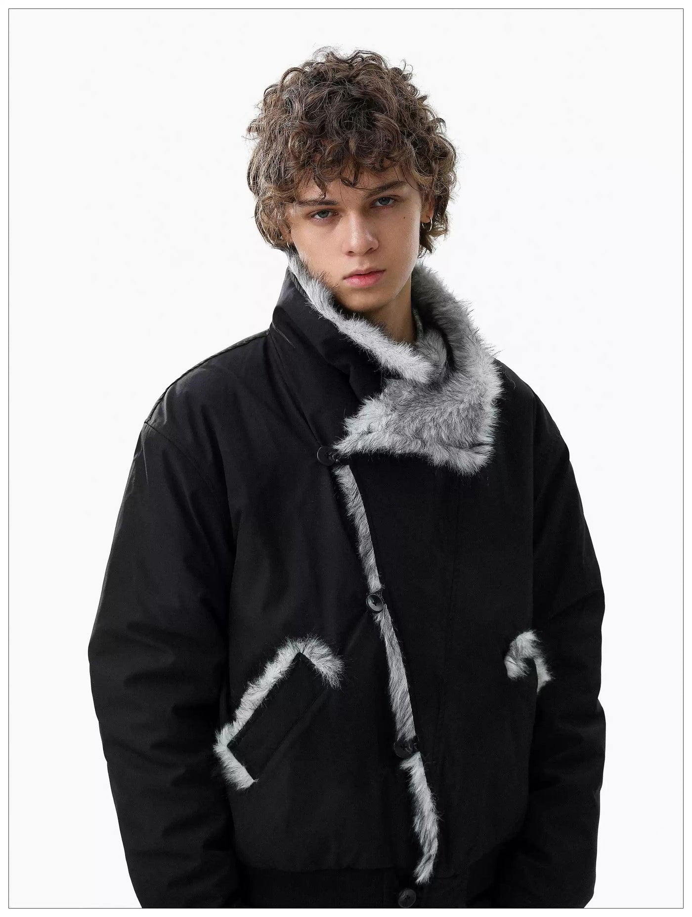 Heavy Faux Fur-Trimmed Jacket