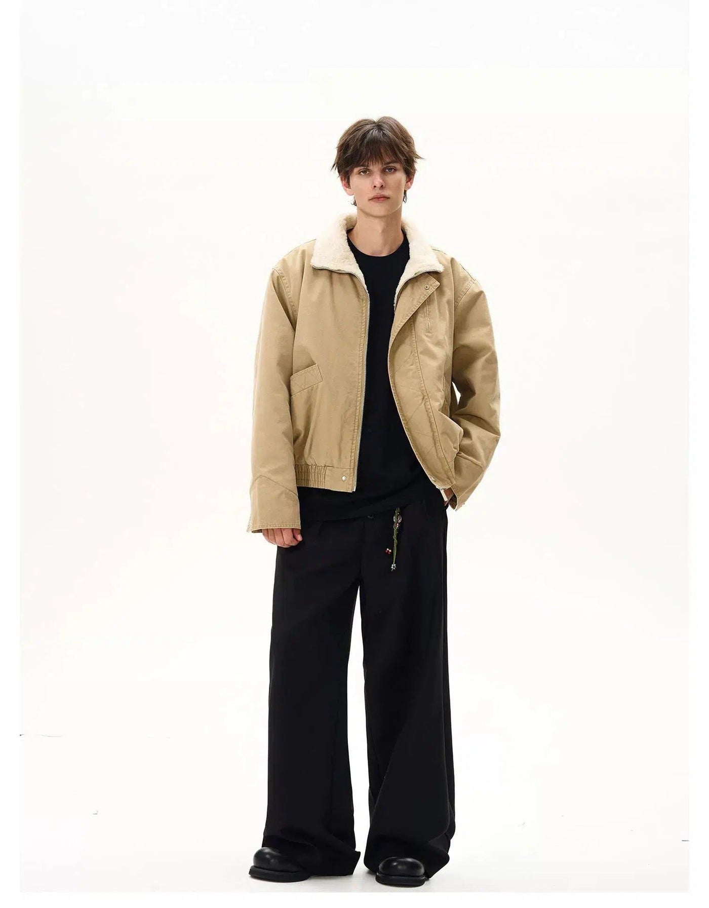 Fuzzy High Collar Short Jacket