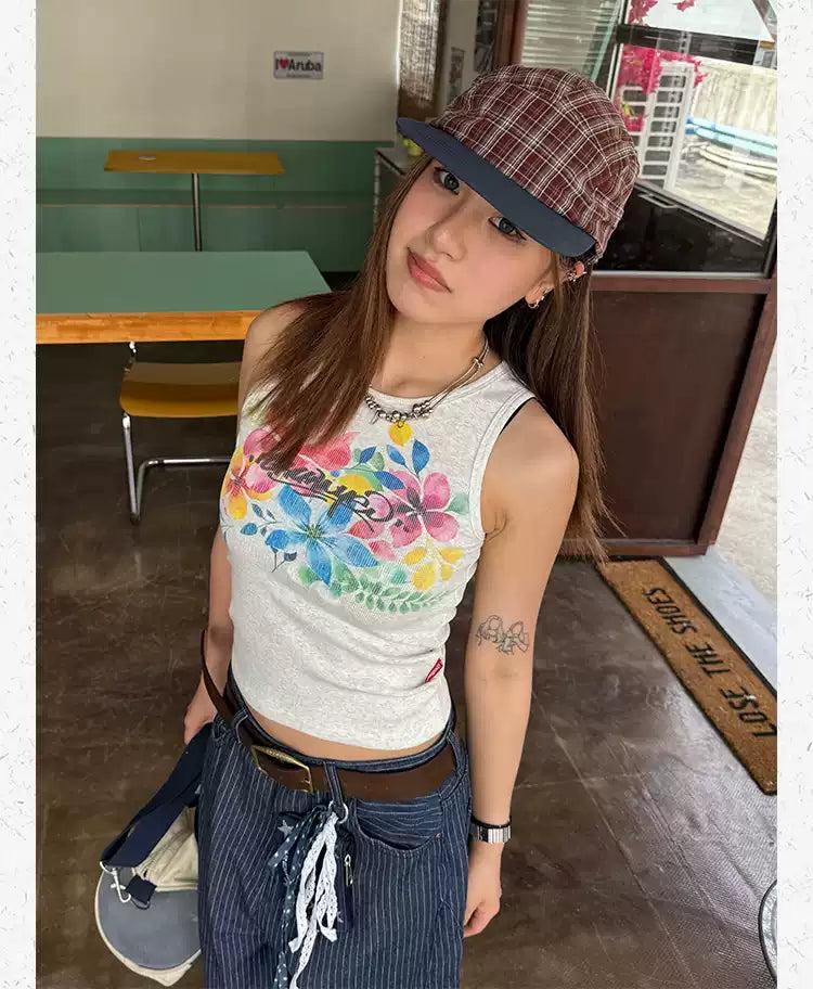 Colorful Flower Short Tank Top