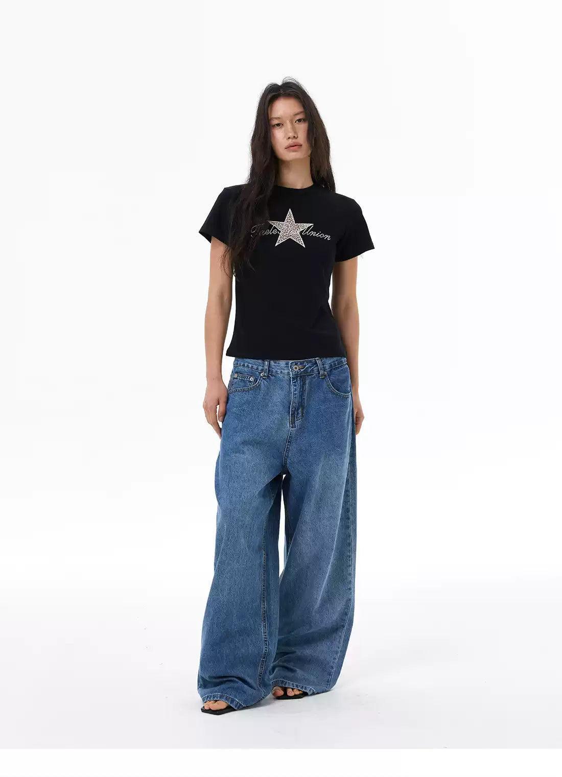 Washed Straight Leg Jeans