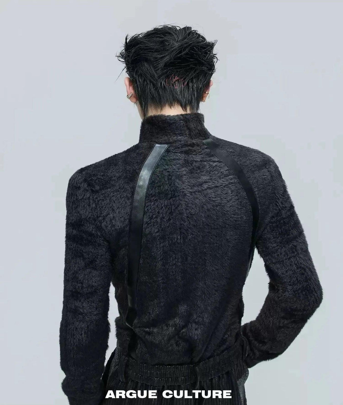 Fur Textured Flipped Logo Crewneck