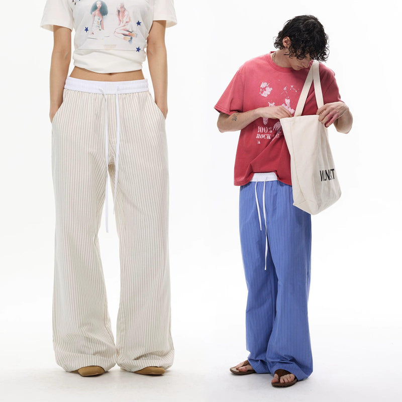 Drawstring Vertical Striped Pants