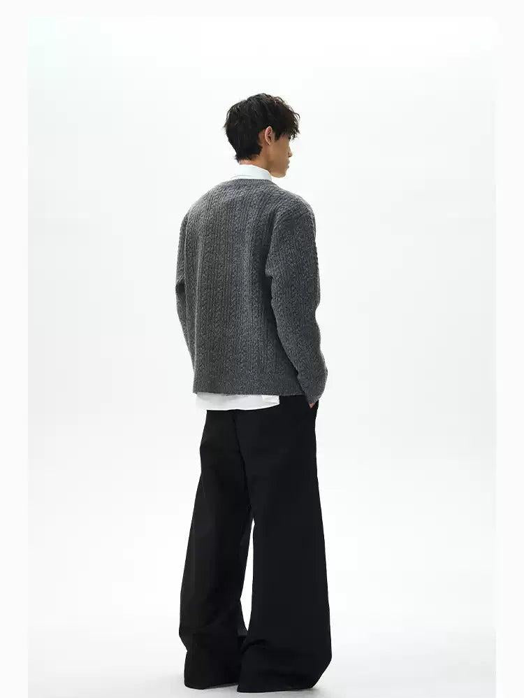 Minimal Neck Cut Patterned Sweater