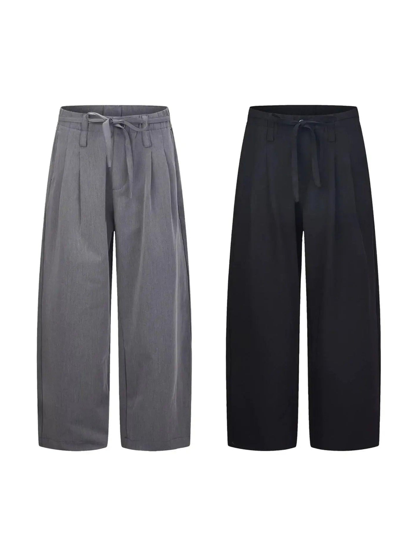 Belted Drape Straight Leg Trousers