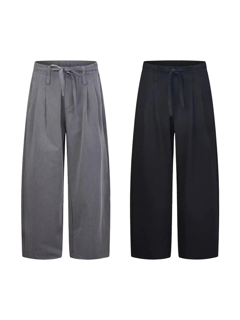 Belted Drape Straight Leg Trousers