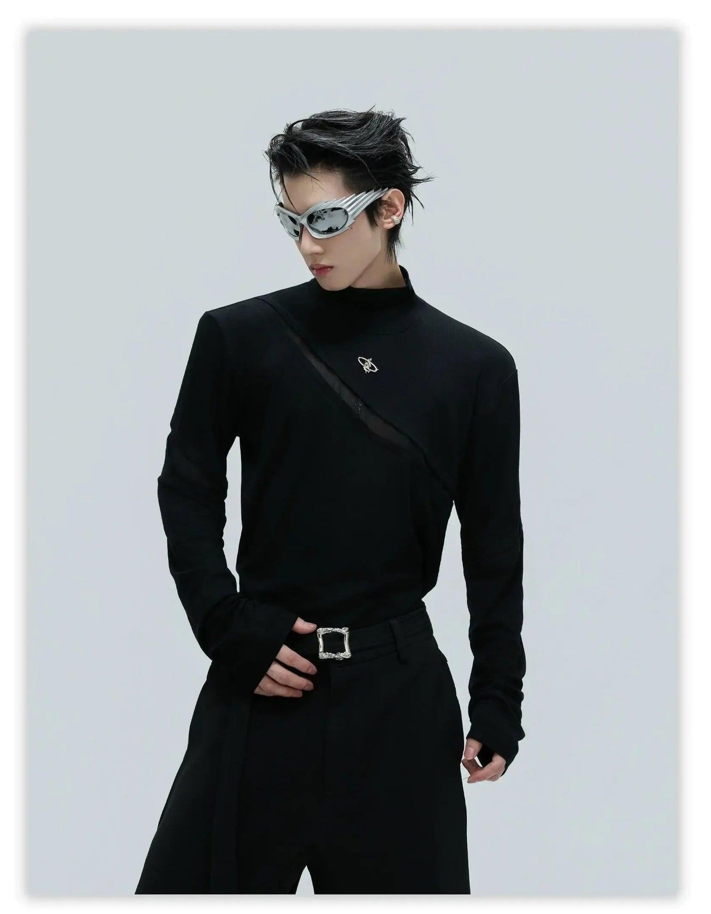 Mesh Spliced Detail T-Shirt